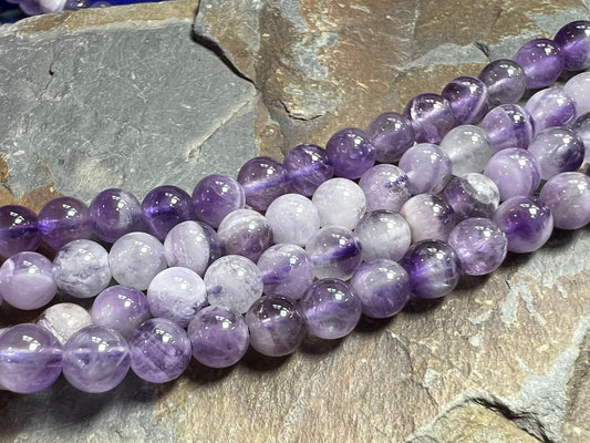 Natural Rustic Pale Chevron Amethyst Round Beads 5-6mm approx Handcut / Natural Purple Gemstone Beads