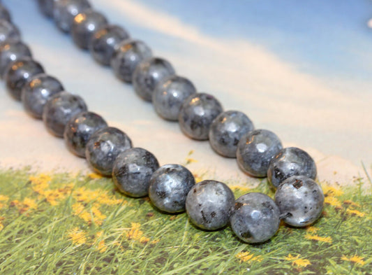 3 x Larvikite Gemstone Round Beads 8/10mm / Natural Grey Larvikite Beads / Faceted Larvikite Labradorite 8/10mm Beads Larvikite Shillah