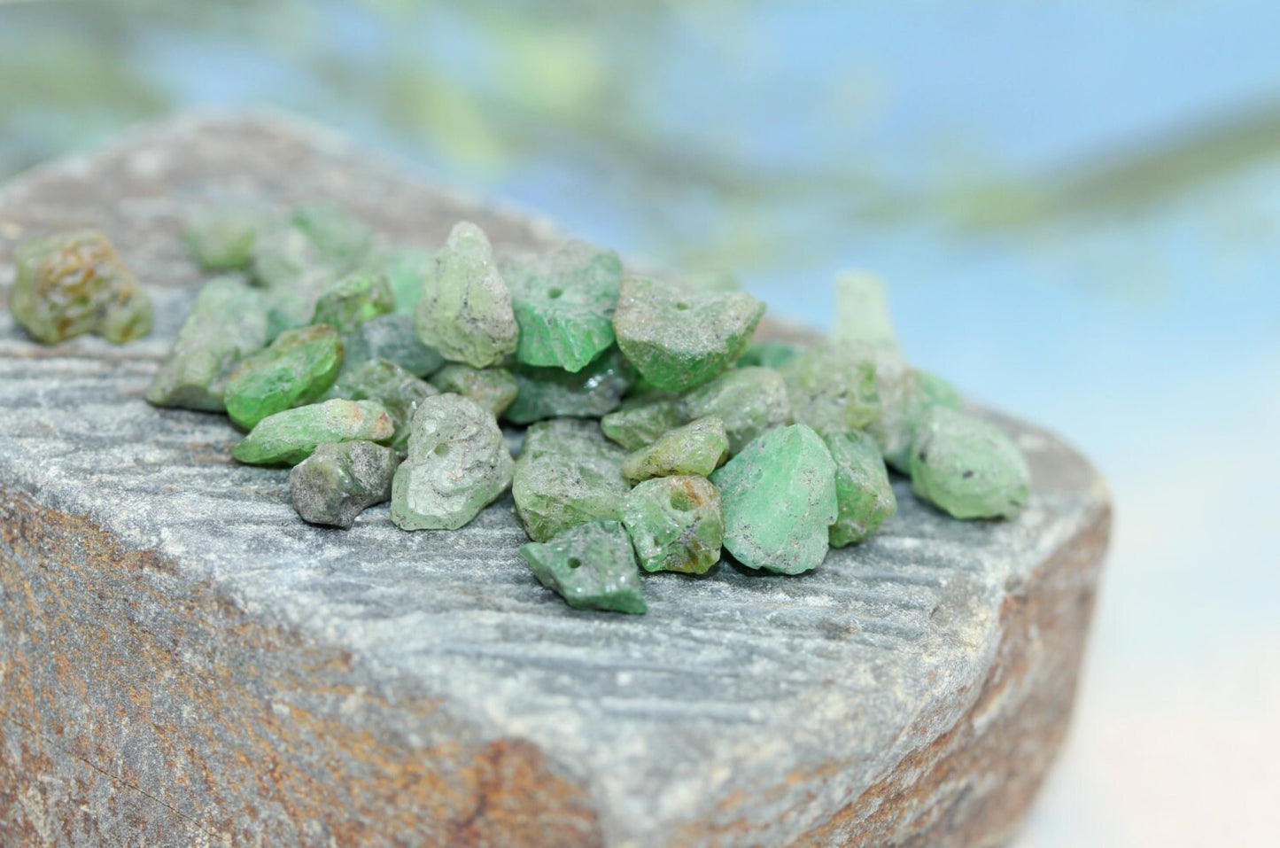 Kornerupine Rare Natural Raw Rough Cut Nugget Beads 3 x 2 to 5 x 3 mm Green Gemstone Irregular Beads Freeform Emerald Gemstone Beads 4 beads