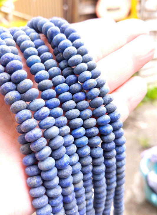 AAA Lapis Lazuli Frost MAT Matte Smooth Natural Round Rondelle Beads 7 x 4 mm Lapis Beads Lapis Lazuli Gemstone Nuggets High quality RARE