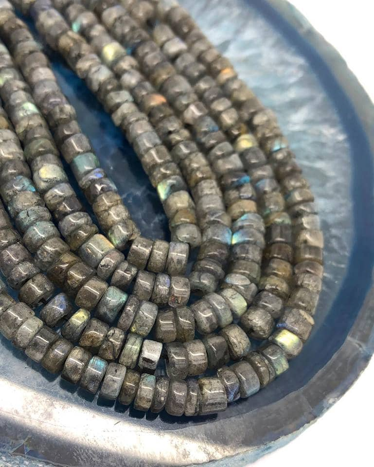 Labradorite Rondelle handmade Large Rustic Rondelle Spacer Beads 4.8 mm approx / Flashy Labradorite Beads / 100% Natural Labradorite