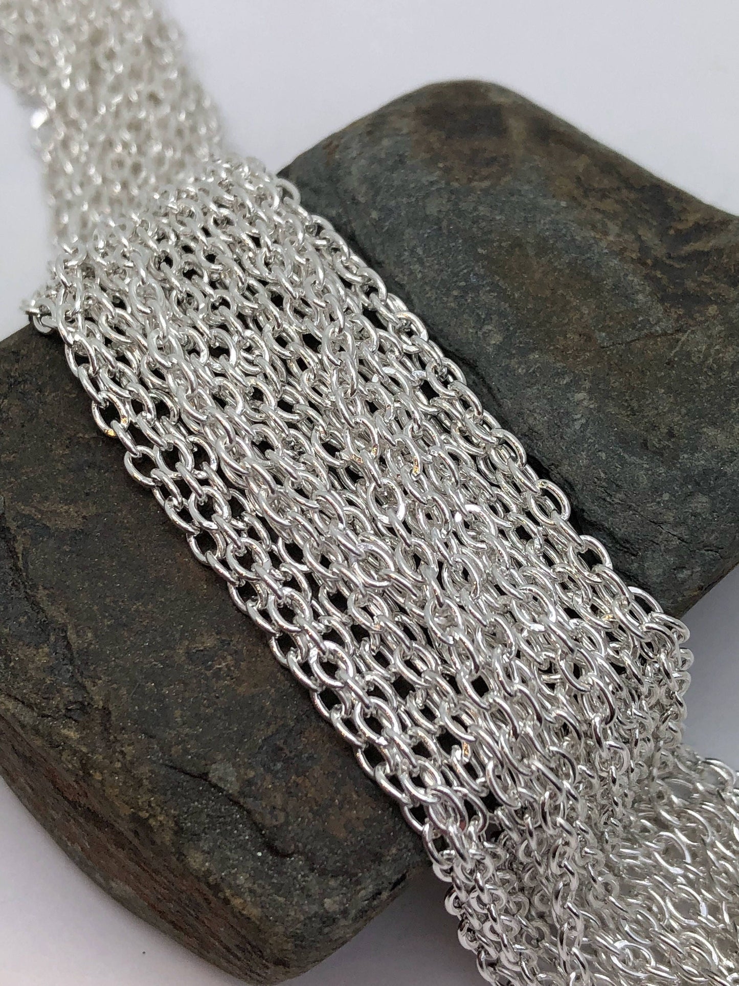 Silver Plated Trace Chain 3 x 2 mm / Jewellery Chain / Nickel Free Bracelet or Necklace Chain