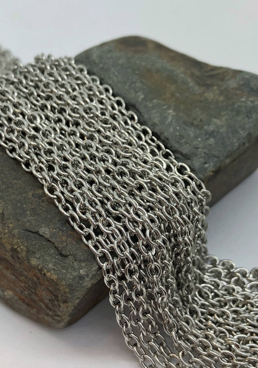 Silver Plated Trace Chain 4 x 3 mm / Jewellery Chain Nickel Free / Loose chain Necklace or Bracelet