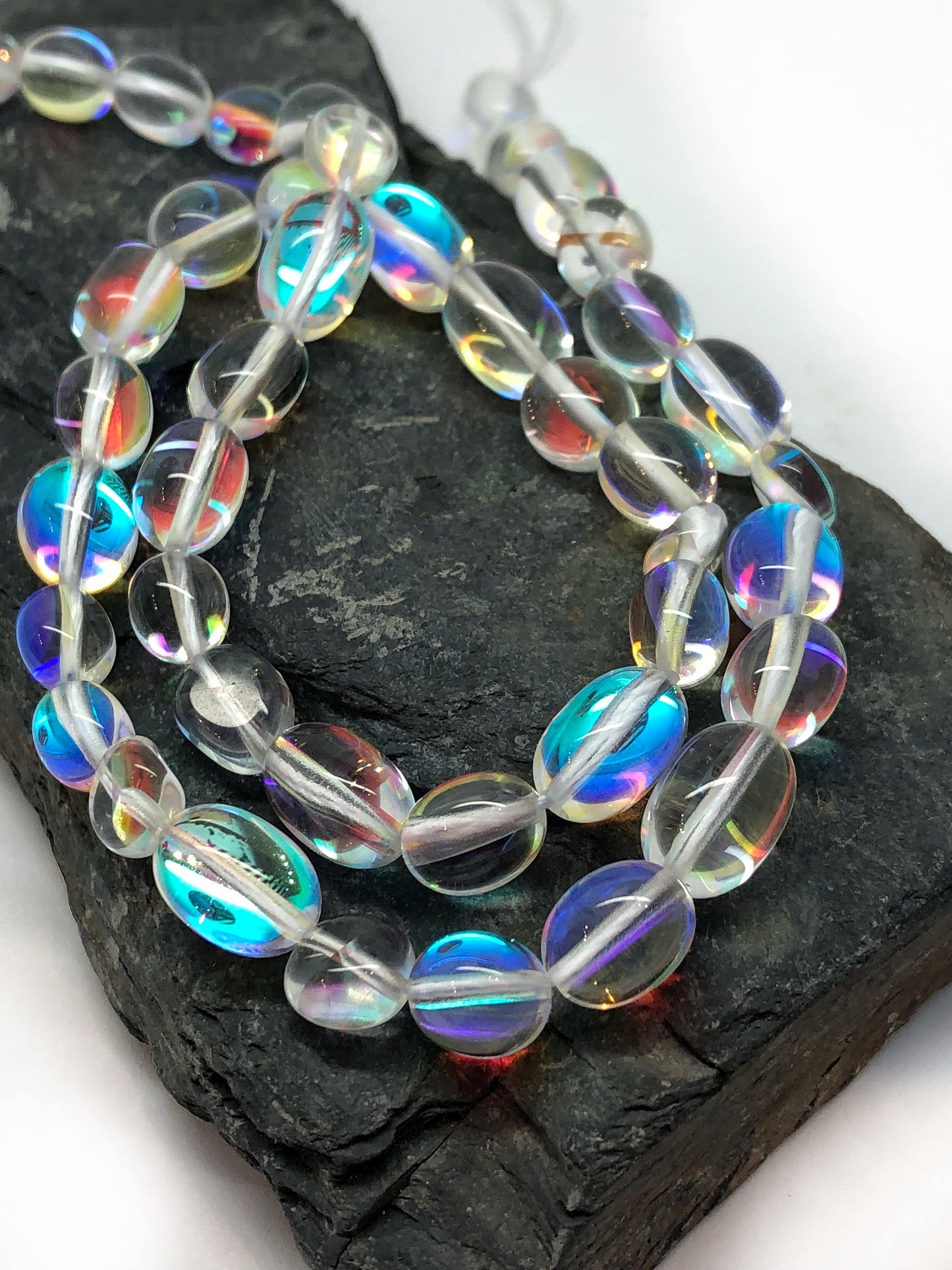 FOR CHLOE Clear Aurora Borealis AB blue red Purple Rainbow Glass Magic Shine Beads freeform mixed nuggets and 6mm clear Magic beads