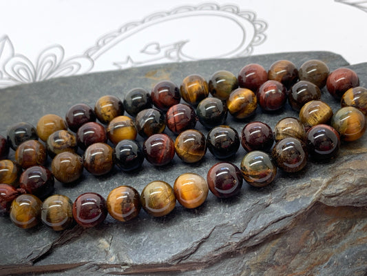 Tigers Eye Round Beads Multi Coloured Tigers Eye Gemstone 8mm