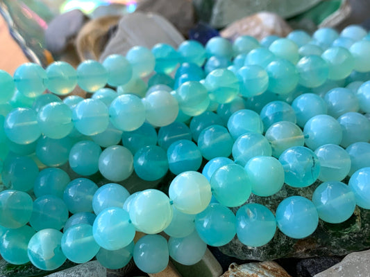 Aqua Blue Mint rustic Chalcedony rounds 7-8mm