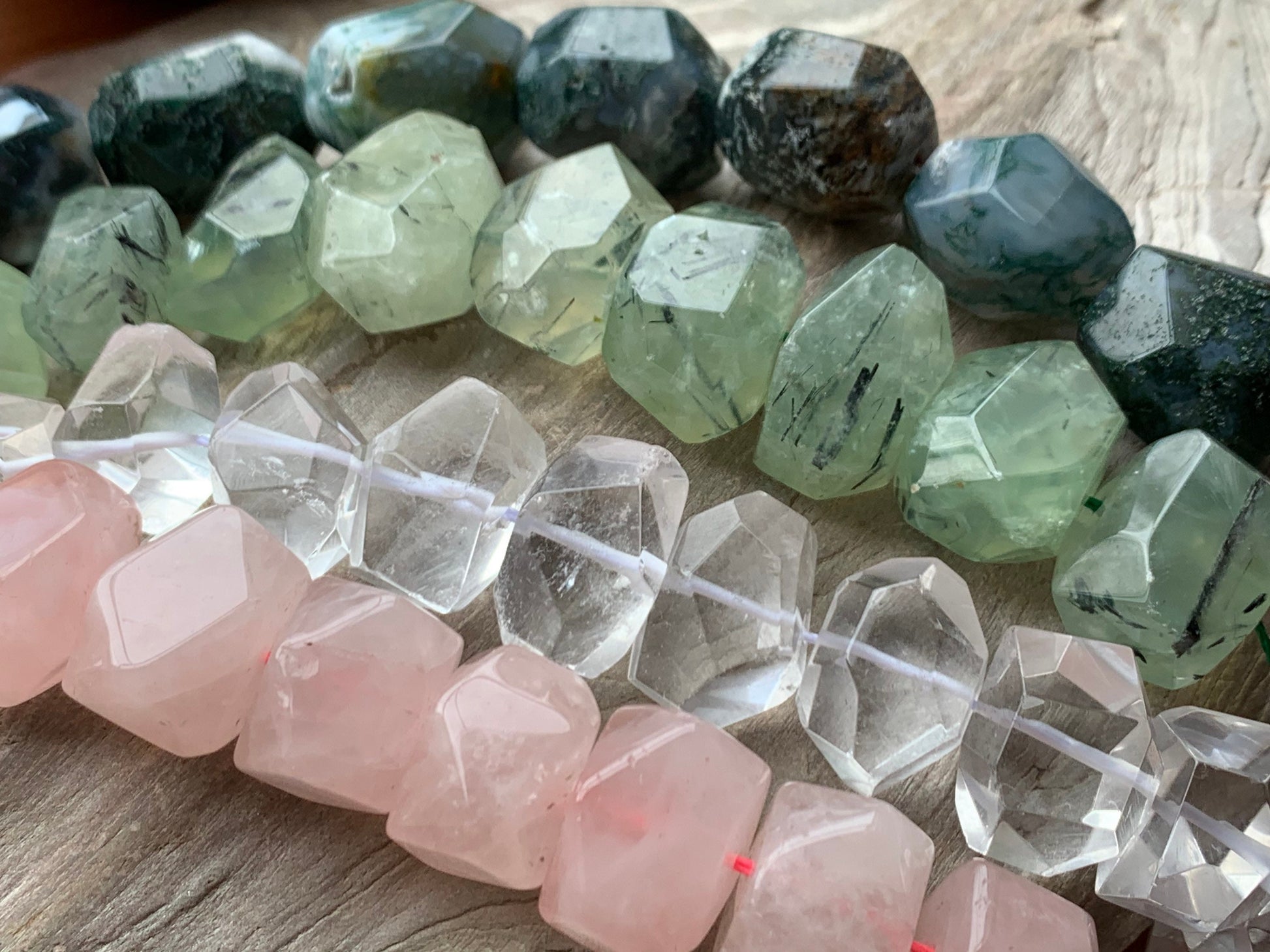 1 x MULTI Natural Faceted Chunk Bead / Irregular Nuggets Jewel Beads 16-22 mm Quartz Rose Quartz, Prehnite, Moss Agate 1 BEAD choose gem