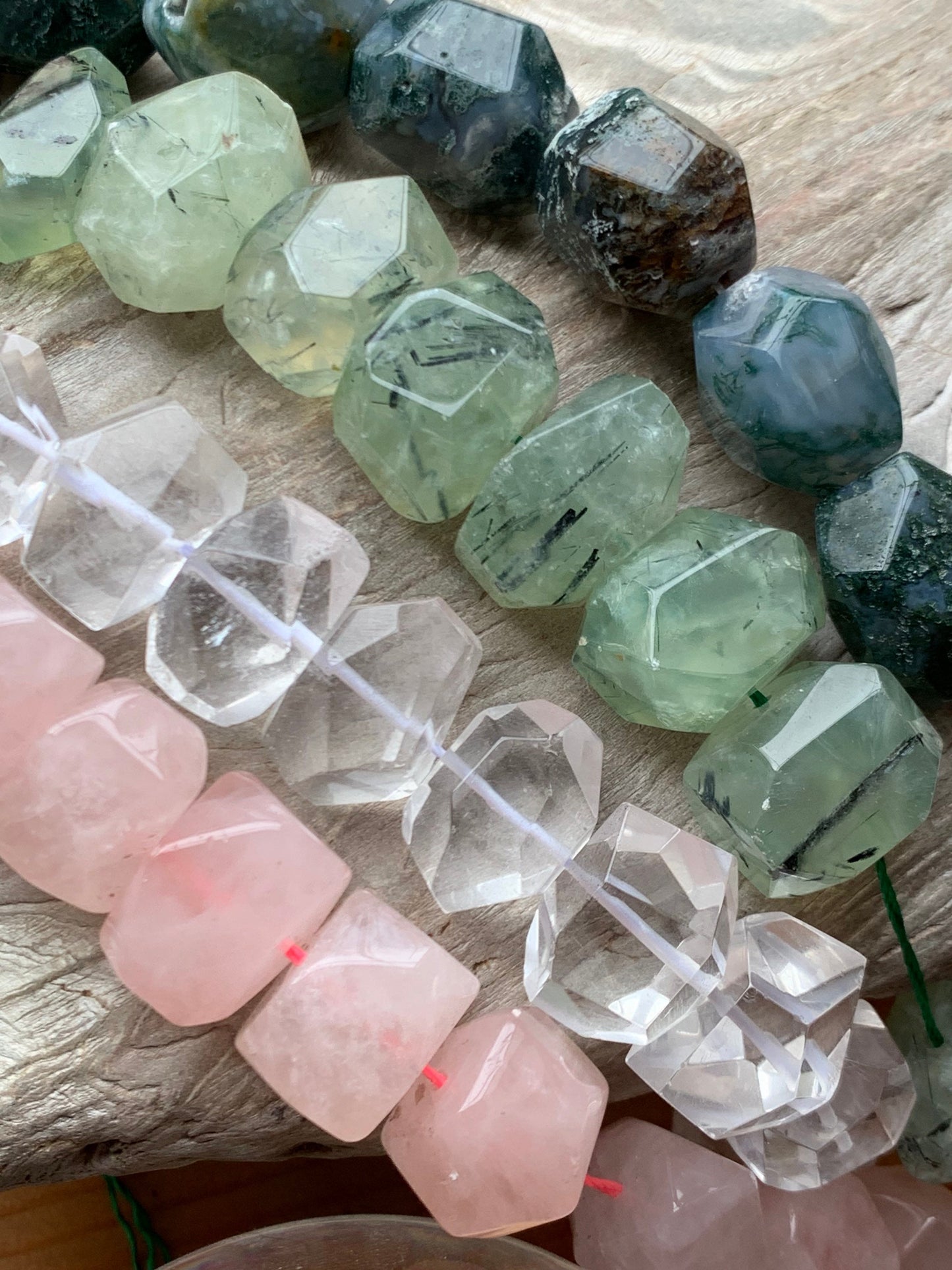 1 x MULTI Natural Faceted Chunk Bead / Irregular Nuggets Jewel Beads 16-22 mm Quartz Rose Quartz, Prehnite, Moss Agate 1 BEAD choose gem