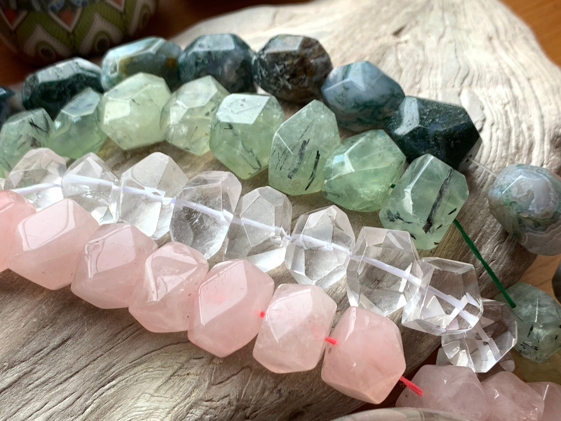 1 x MULTI Natural Faceted Chunk Bead / Irregular Nuggets Jewel Beads 16-22 mm Quartz Rose Quartz, Prehnite, Moss Agate 1 BEAD choose gem