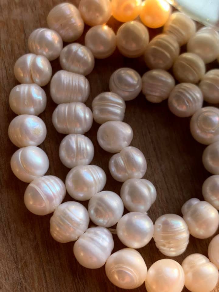 Freshwater Rustic Ivory Pearl beads Natural 6mm / Pearl Beads / Wedding Jewellery Beads / Mala beads Oval Potato