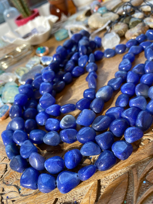 Ink Blue Polished Agate oval rounded nugget Beads / 6-10mm DARKER than pic! Rustic handmade beads