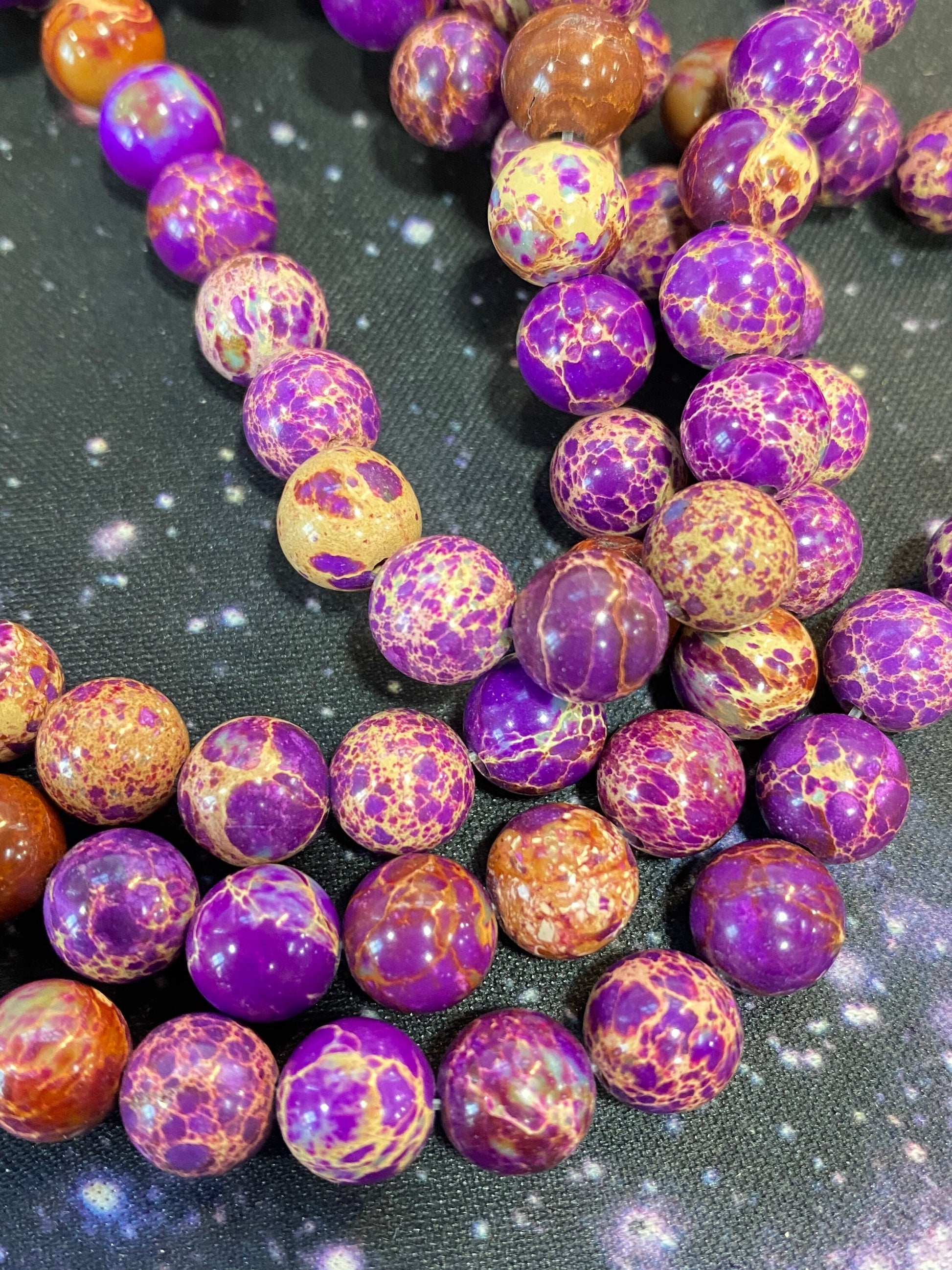 Imperial Sediment Purple Jasper Round beads / Jasper Gemstone Beads / Marble Jasper Beads / 4 beads