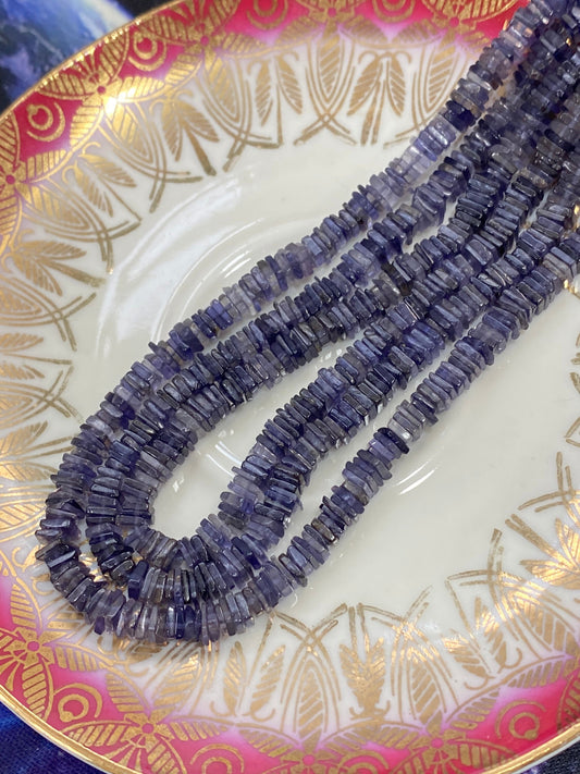 Iolite Square Heishi Rondelle Beads 5 mm approx / Natural Handmade Iolite Beads / Blue Beads / Natural Handmade Gemstone Beads / 10 beads