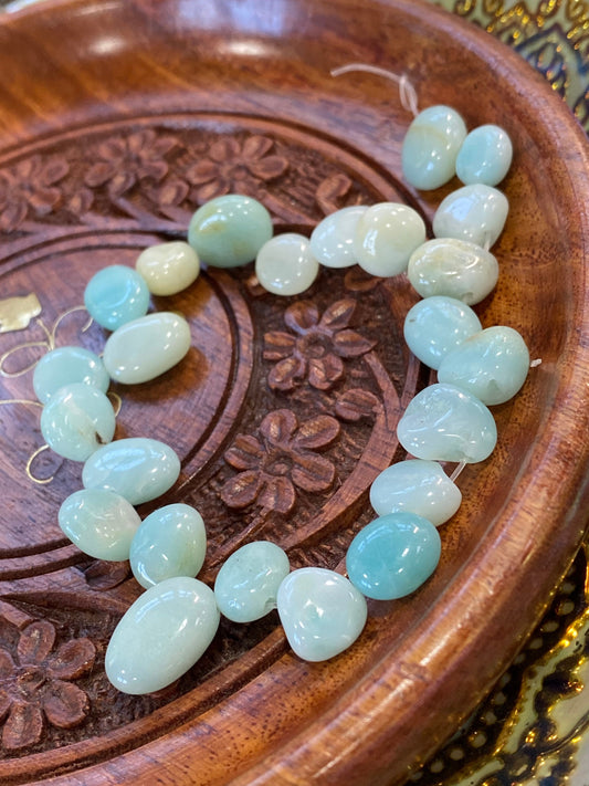 4 BEADS - Natural Amazonite Nugget Beads 8-12 mm approx / Lovely soft Birds Egg Blue / Amazonite Gemstone Beads