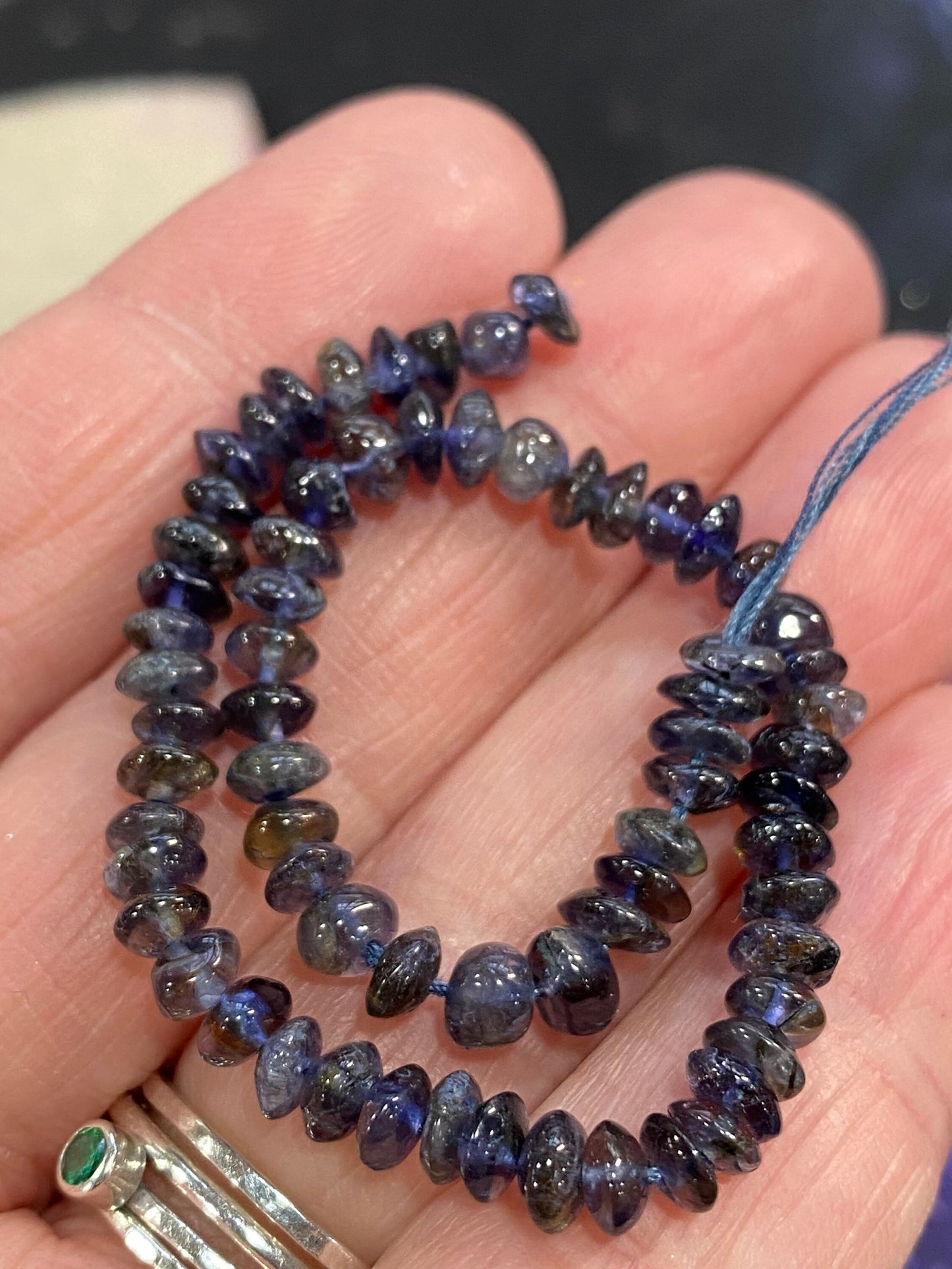 4 beads Iolite Rondelle Beads 4-5mm approx /Rustic Iolite Beads / Blue Gemstone Beads / Natural Handmade Iolite Gemstone Beads / 4 beads