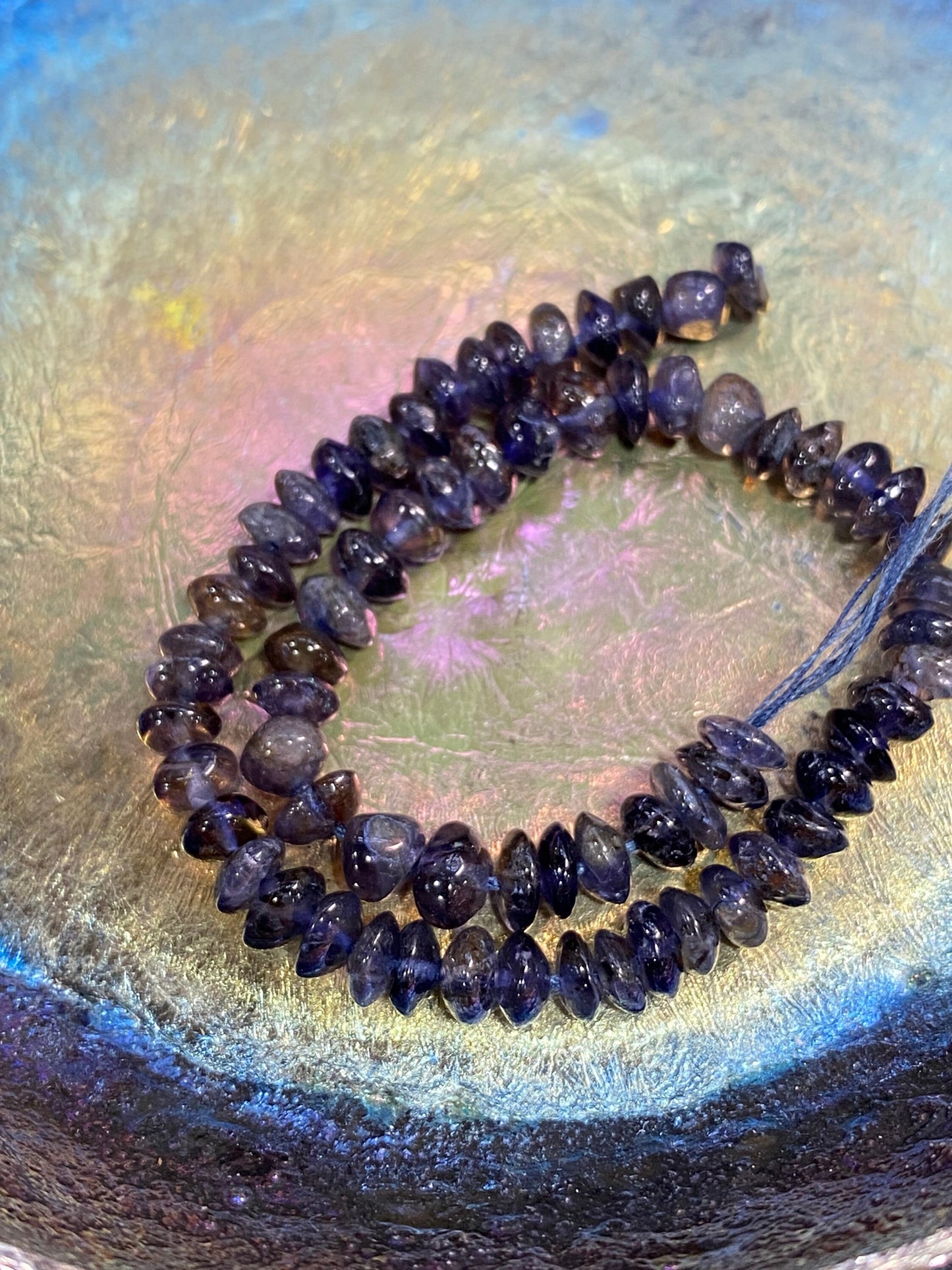 4 beads Iolite Rondelle Beads 4-5mm approx /Rustic Iolite Beads / Blue Gemstone Beads / Natural Handmade Iolite Gemstone Beads / 4 beads