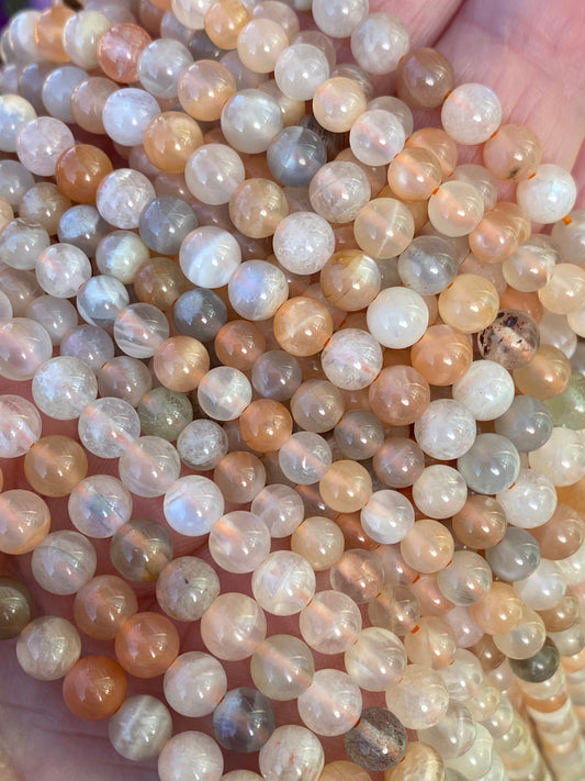 Mixed Multi natural Moonstone Rondelle Round Beads 4-5mm approx handcut / Natural Moonstone Beads / Glowing Moonstone Gemstone Beads