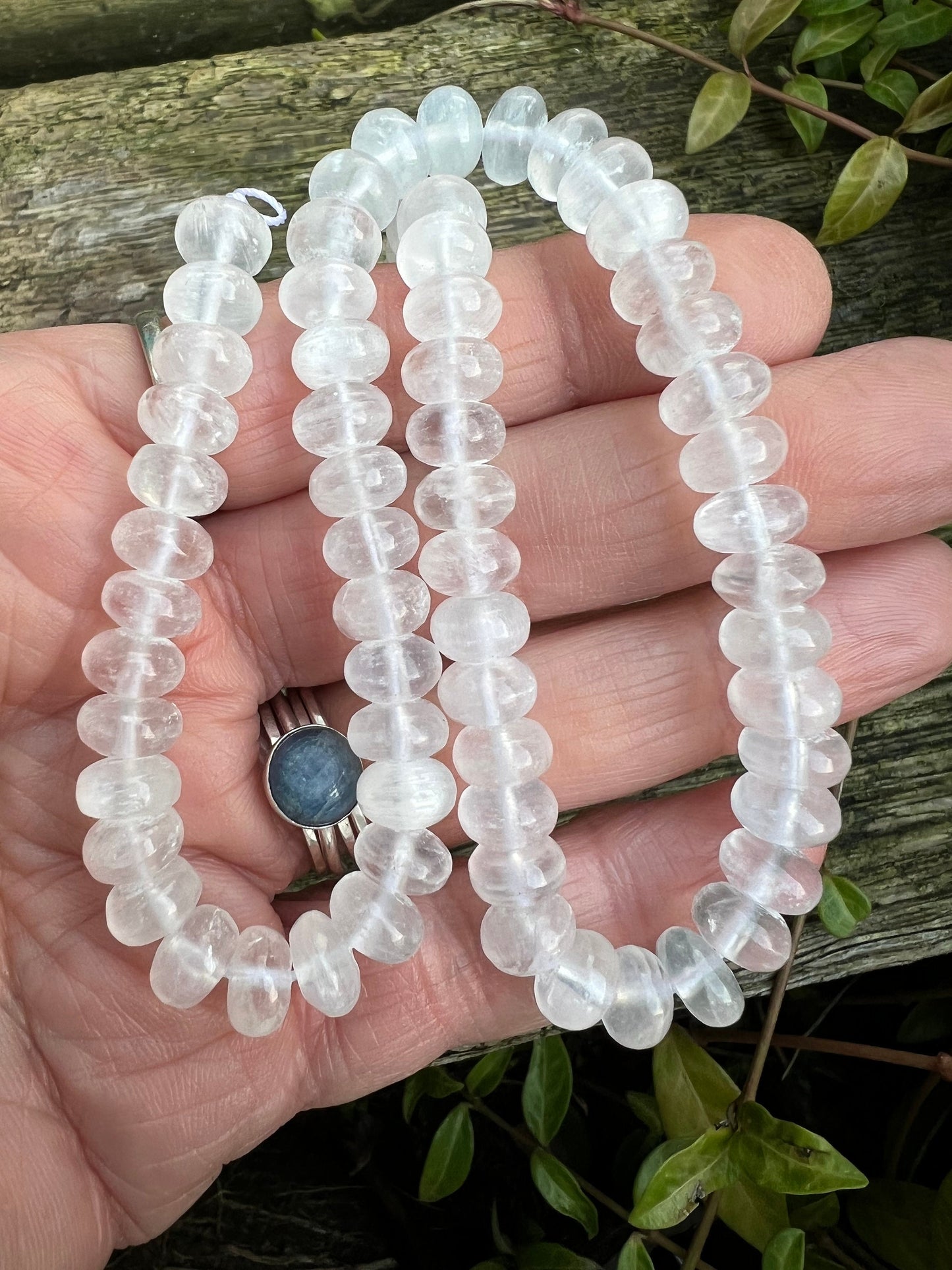 1 BEAD Rare Healing Natural Selenite Rondelle Beads 8mm Natural Selenite Beads / Glowing Gemstone Beads