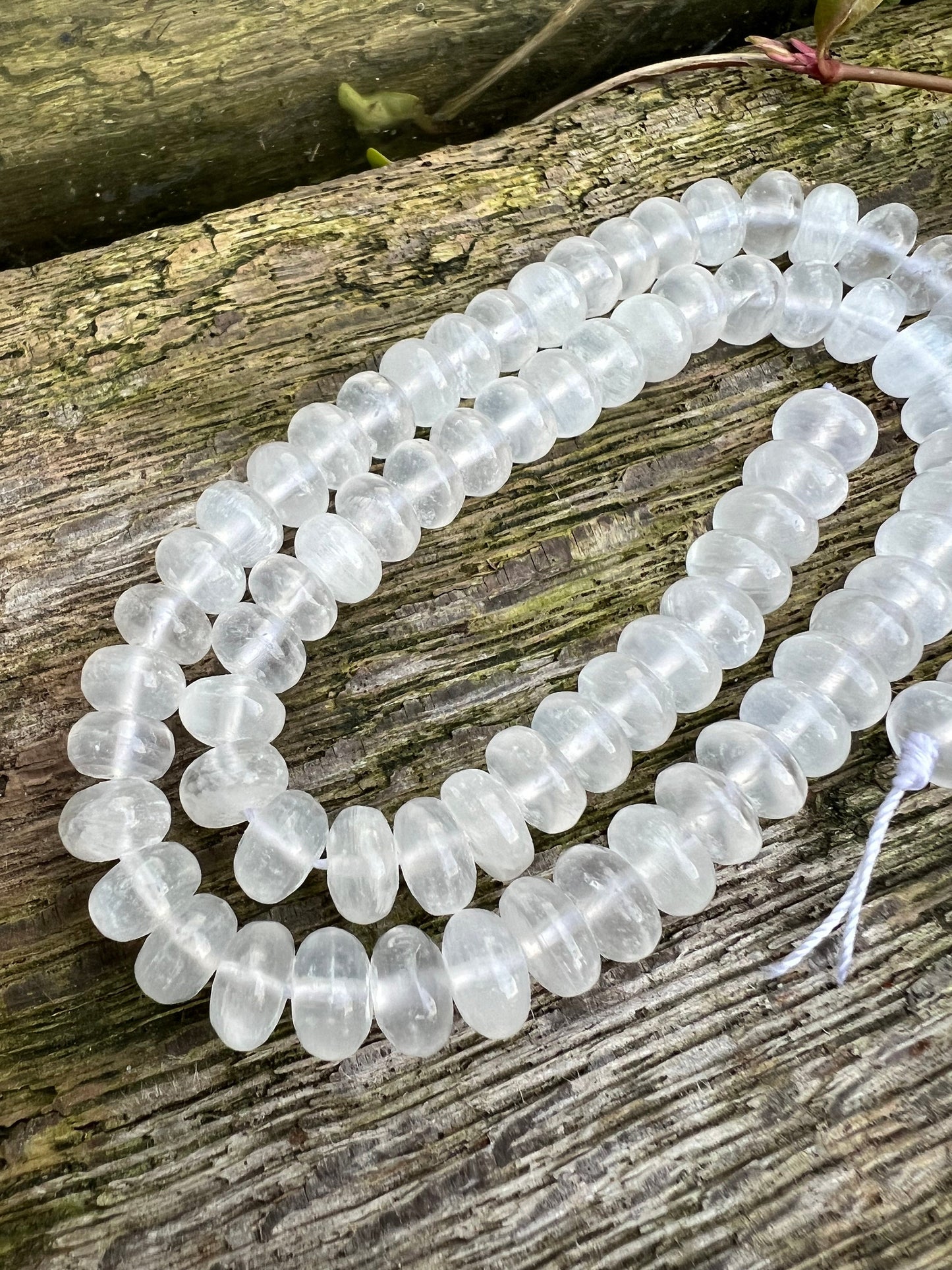 1 BEAD Rare Healing Natural Selenite Rondelle Beads 8mm Natural Selenite Beads / Glowing Gemstone Beads