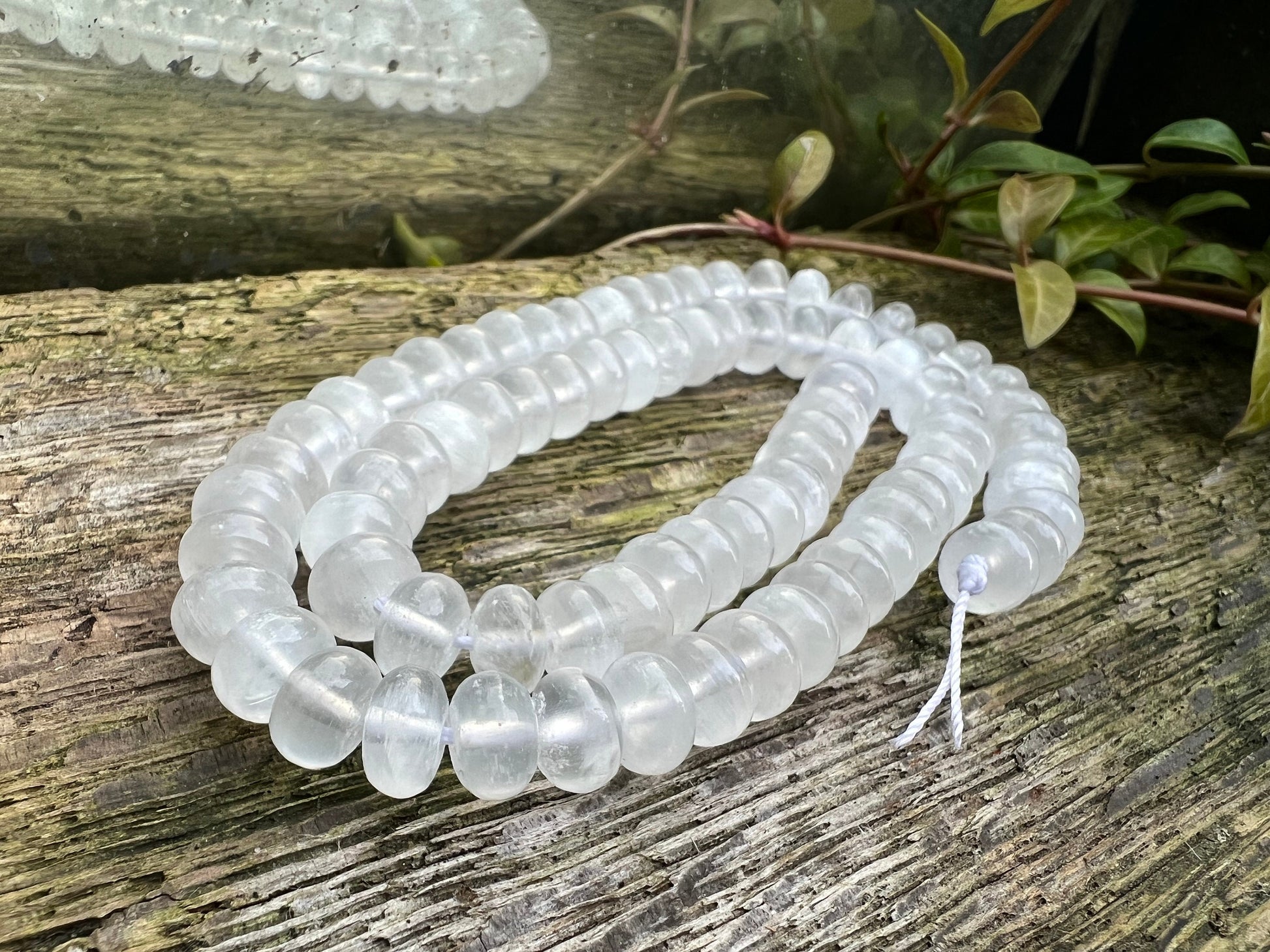 1 BEAD Rare Healing Natural Selenite Rondelle Beads 8mm Natural Selenite Beads / Glowing Gemstone Beads