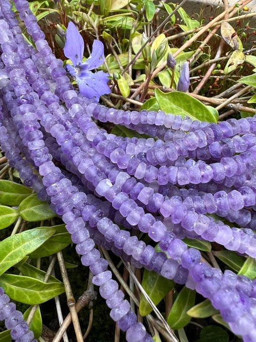 Rustic Parma Violet Natural Matte Amethyst Rondelles 4mm Approx / 7.5 Inch Strand