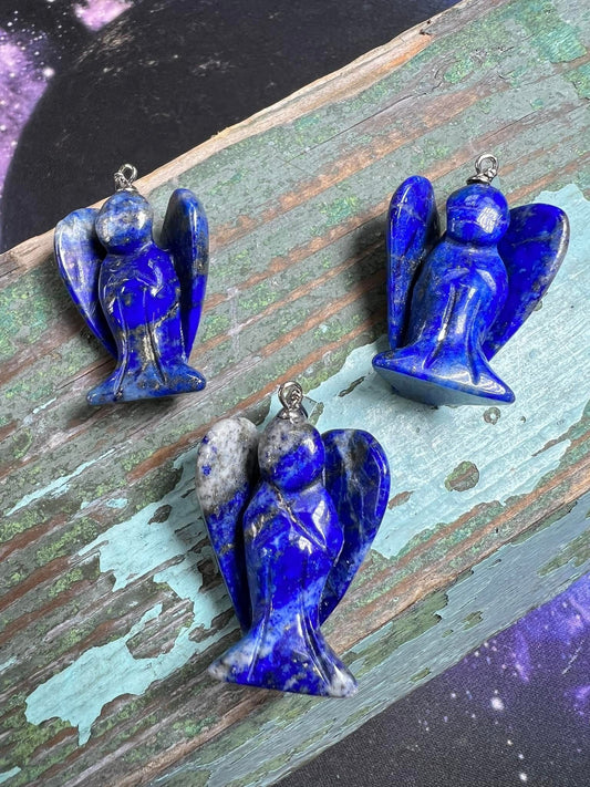 1 x Lapis Lazuli Angel Focal Pendant Bead 32mm with bail