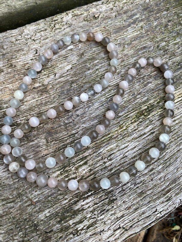 Mixed Grey and Chocolate Moonstone Rounds 6-7mm