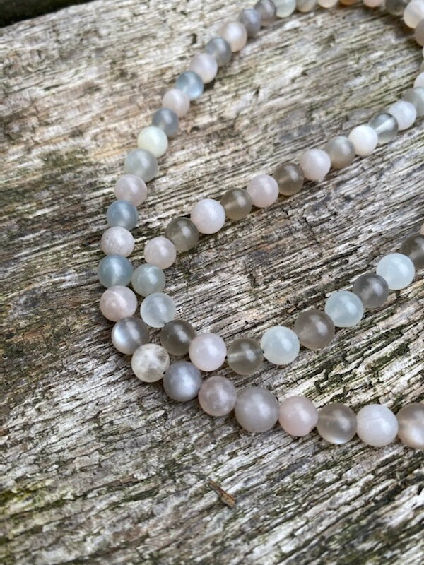 Mixed Grey and Chocolate Moonstone Rounds 6-7mm