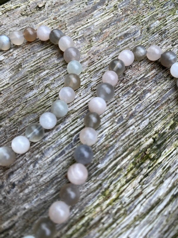 Mixed Grey and Chocolate Moonstone Rounds 6-7mm