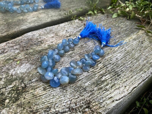 Glowy Grey Blue Blue Chalcedony Faceted Handcut rustic Briolette beads 10-12mm approx CHOOSE QUANTITY heart briolettes