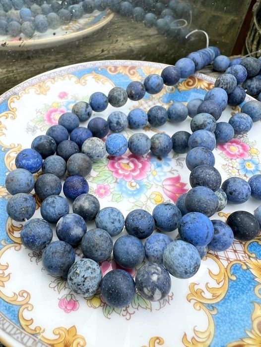 Light and dark natural multi tonal matte blue natural Dumortierite high quality round beads 8mm