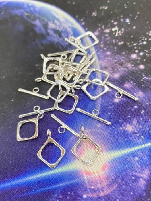 Sterling silver toggle square clasps 10mm - 1 clasp