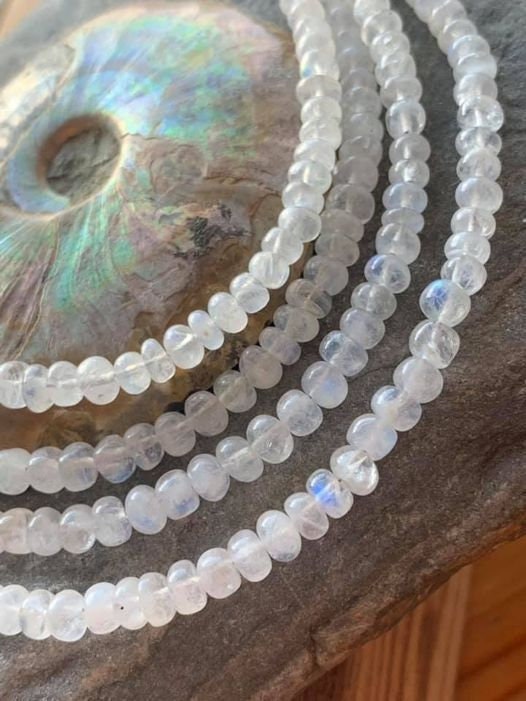 Rainbow Moonstone Smooth Rustic Rondelle Round Beads 4 mm handcut / Glowing Moonstone Gemstone Beads