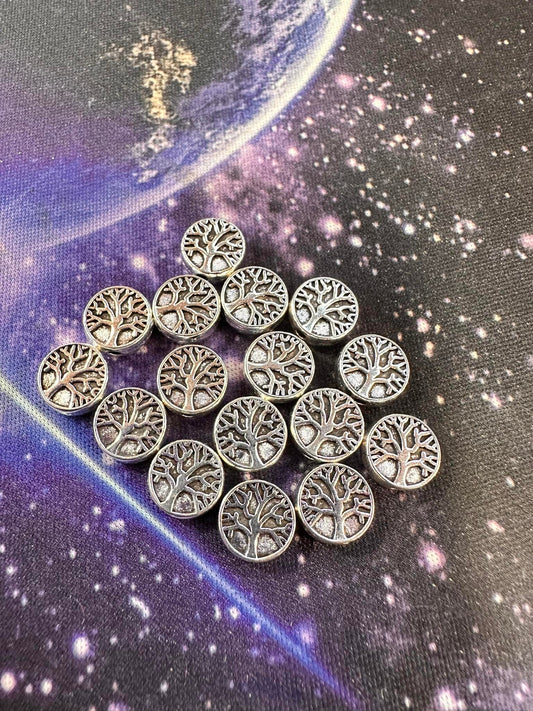 9mm Silver Plated Double Sided Beautifully Engraved Tree of Life Bead choose quantity