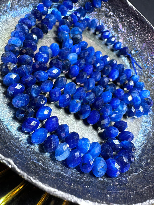 Stunning Sparkling Blue Kyanite Faceted Rondelle Beads 6mm Blue Gemstone spacer Beads Kyanite Gemstone round Beads Kyanite Jewellery