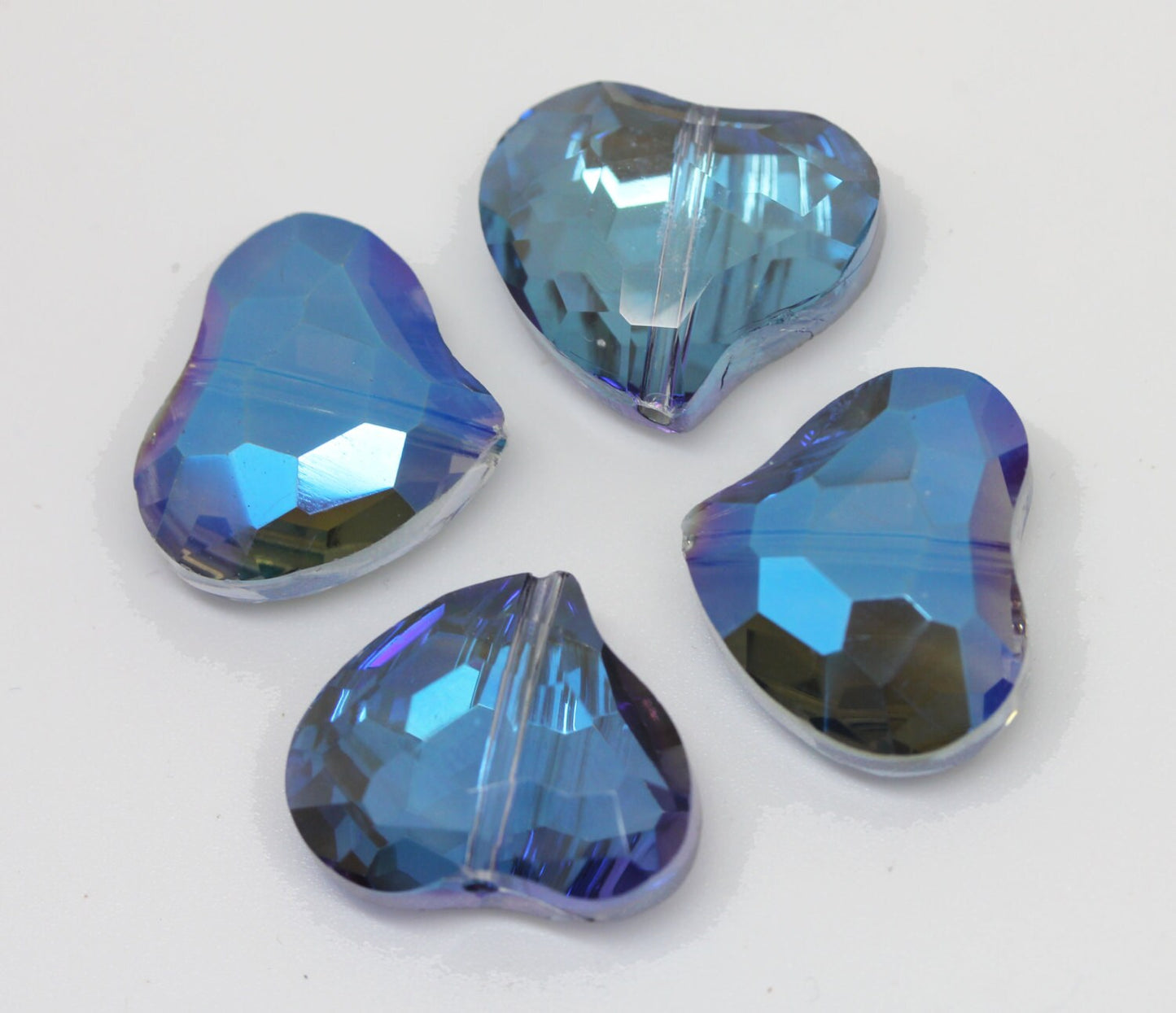 2 X Blue Magic Crystal Vitrail Heart Beads 18 x 16 mm / Two Tone Crystal Beads / Heart Beads / Mystic Crystal Heart Beads